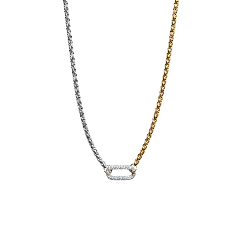 Two-Tone Pave Carabiner Chain
