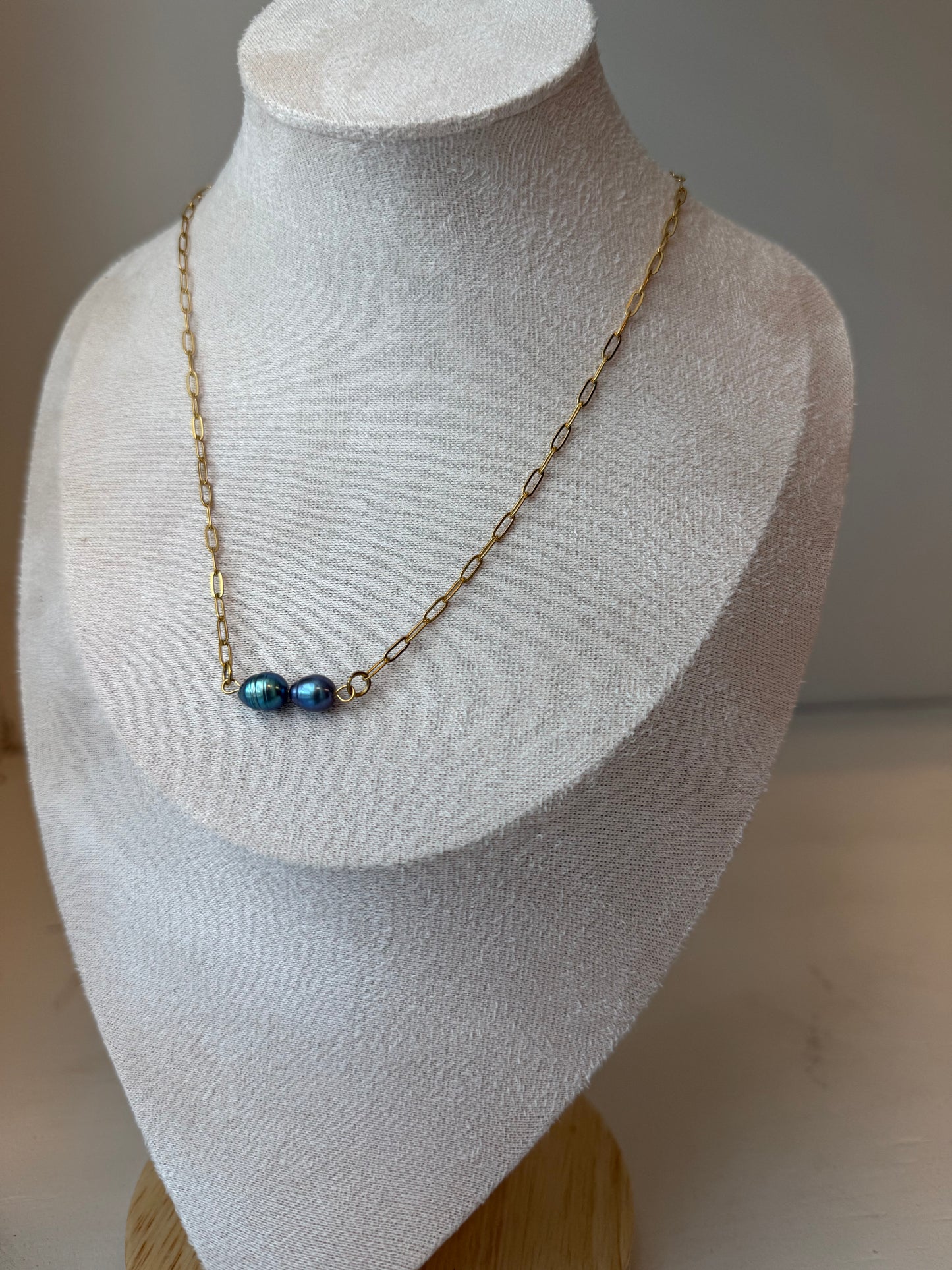 Double Black Pearl Necklace