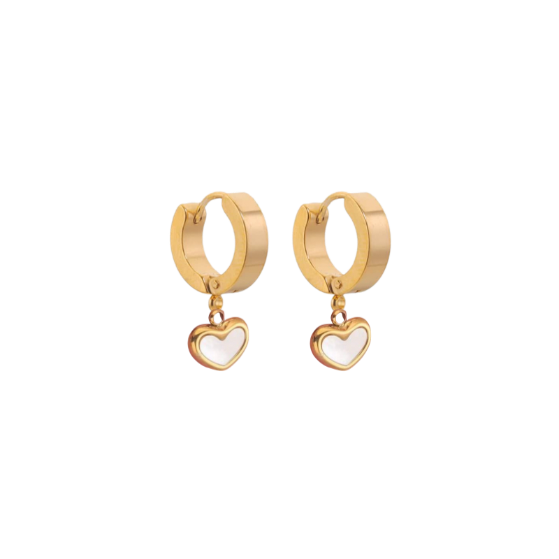 Signature Huggie + Mini Pearl Hearts