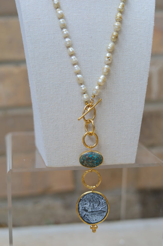 Vintage Pearl Lariat Necklace II