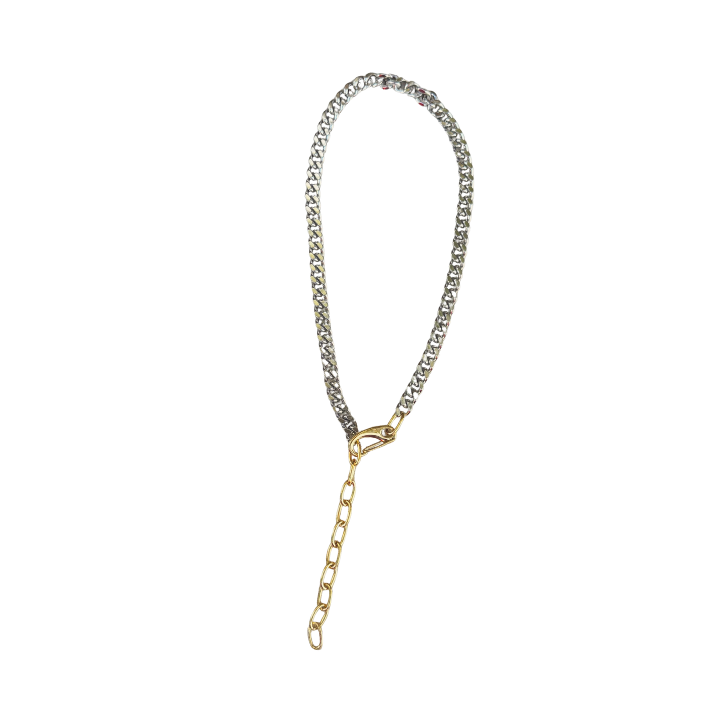 Two-Toned Curb Drop Necklace