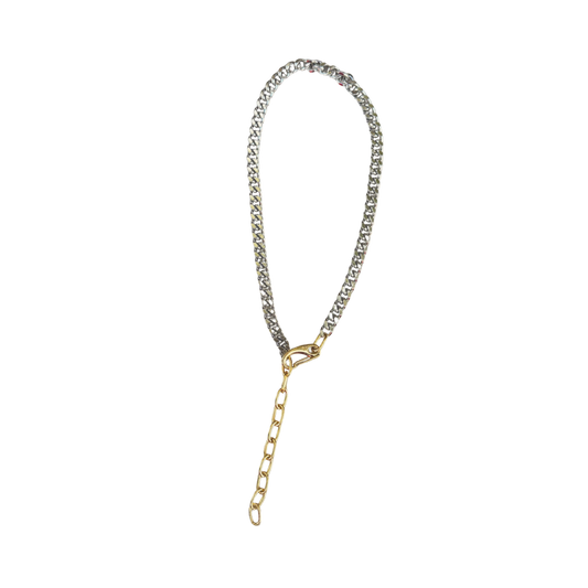 Two-Toned Curb Drop Necklace