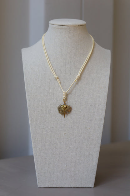 Cream Cord with Heart Burst