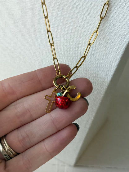 Teacher’s Apple + Cross Charm Keeper
