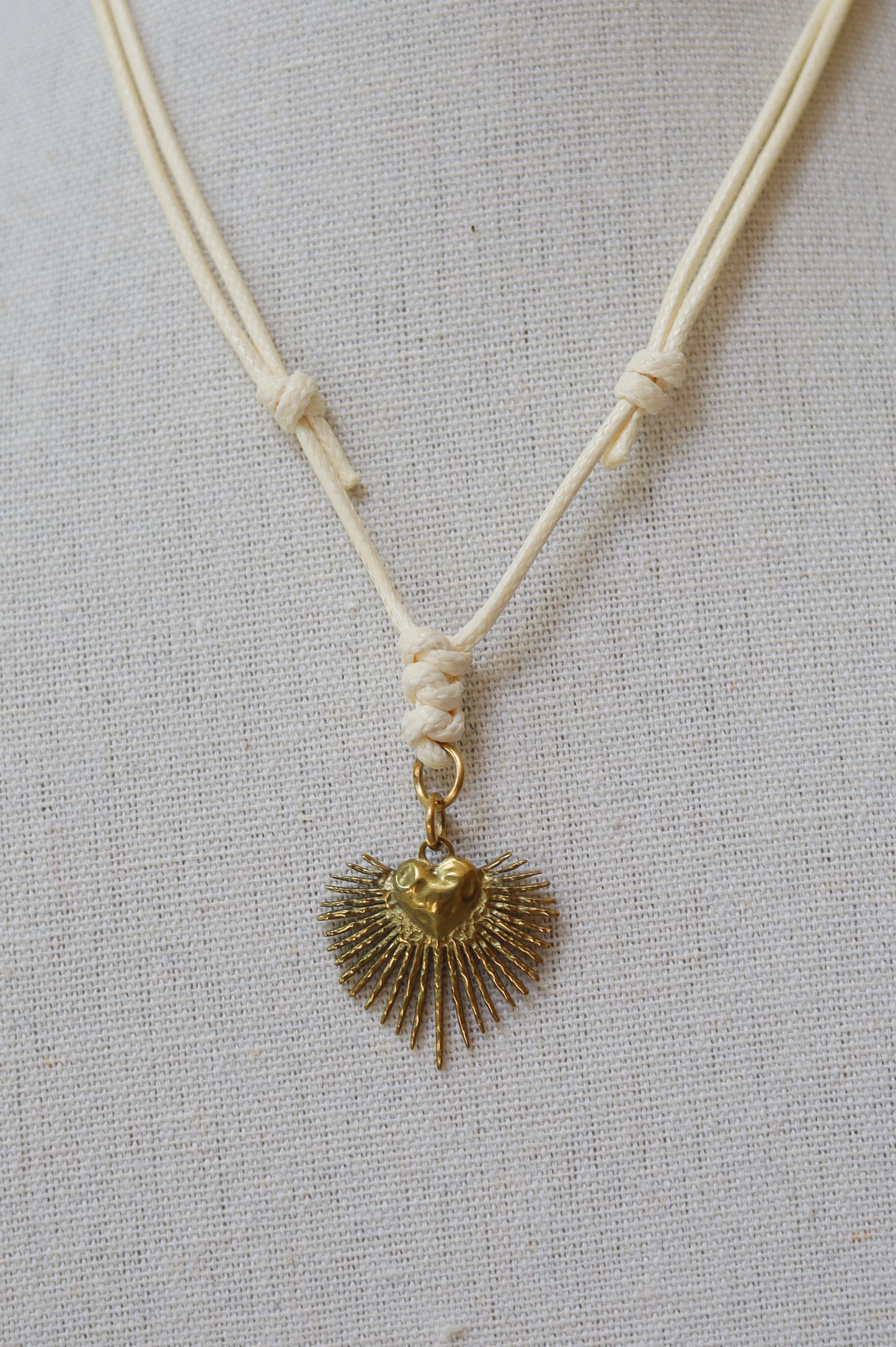 Cream Cord with Heart Burst