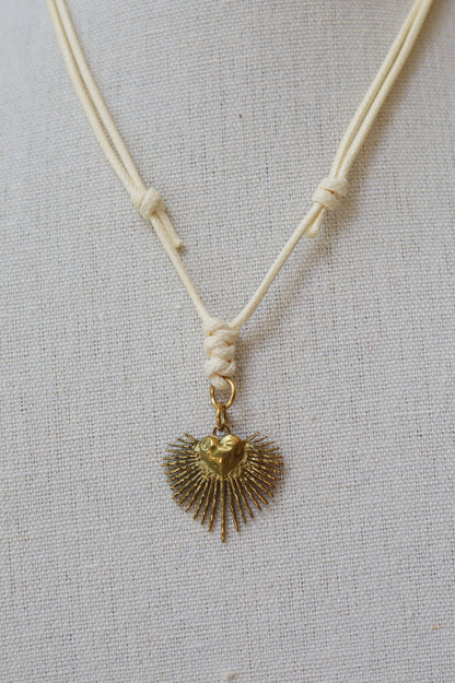 Cream Cord with Heart Burst