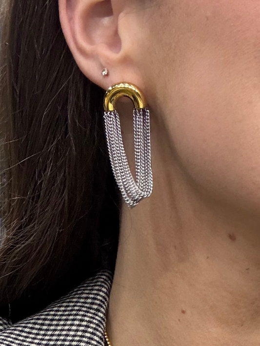 Two-Toned Arch Chain Earring