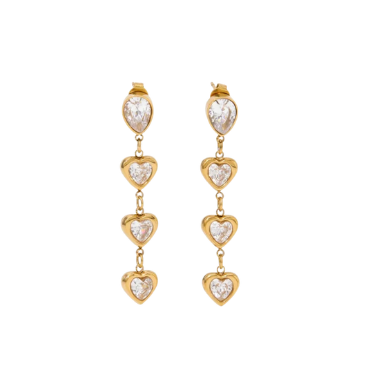 Heart Stone Drop Stud Earrings