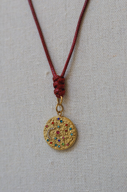 Oxblood Cord with Multicolor Pendant