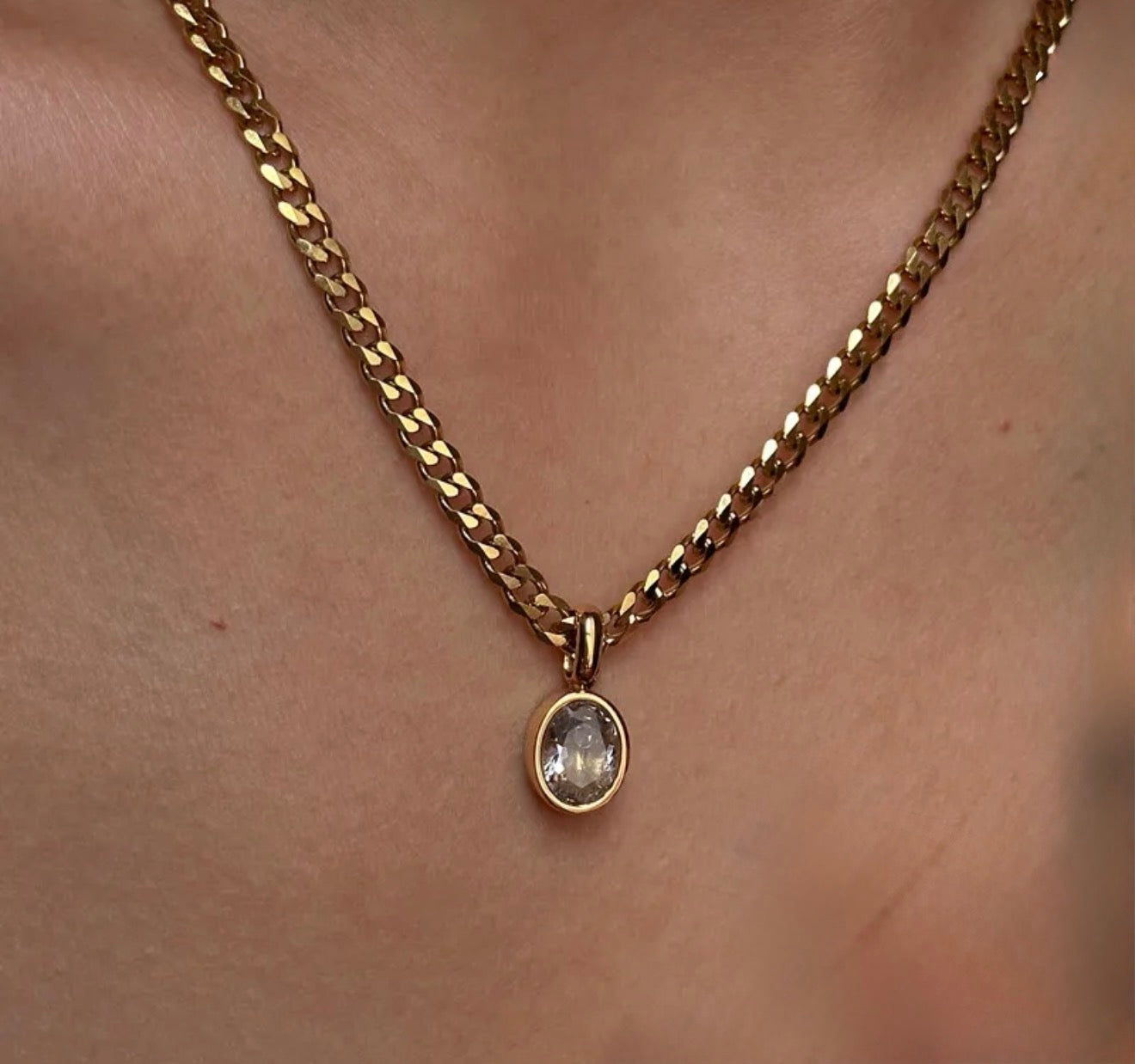 Curb + Stone Necklace