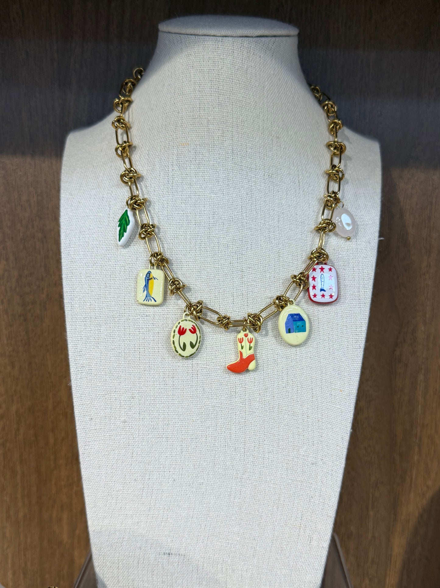 Knotted Ceramic Charm Necklaces