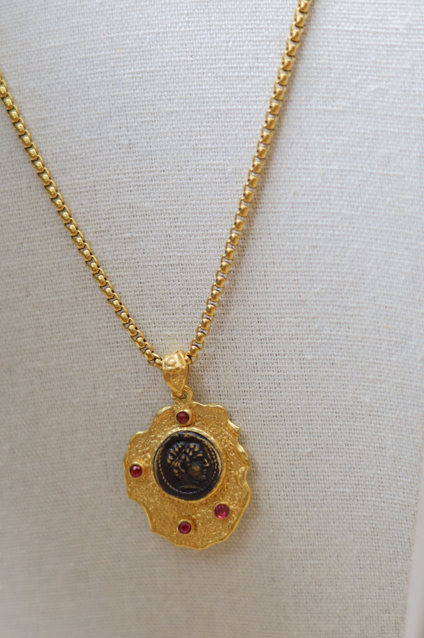Vintage Four Stone Coin Necklace