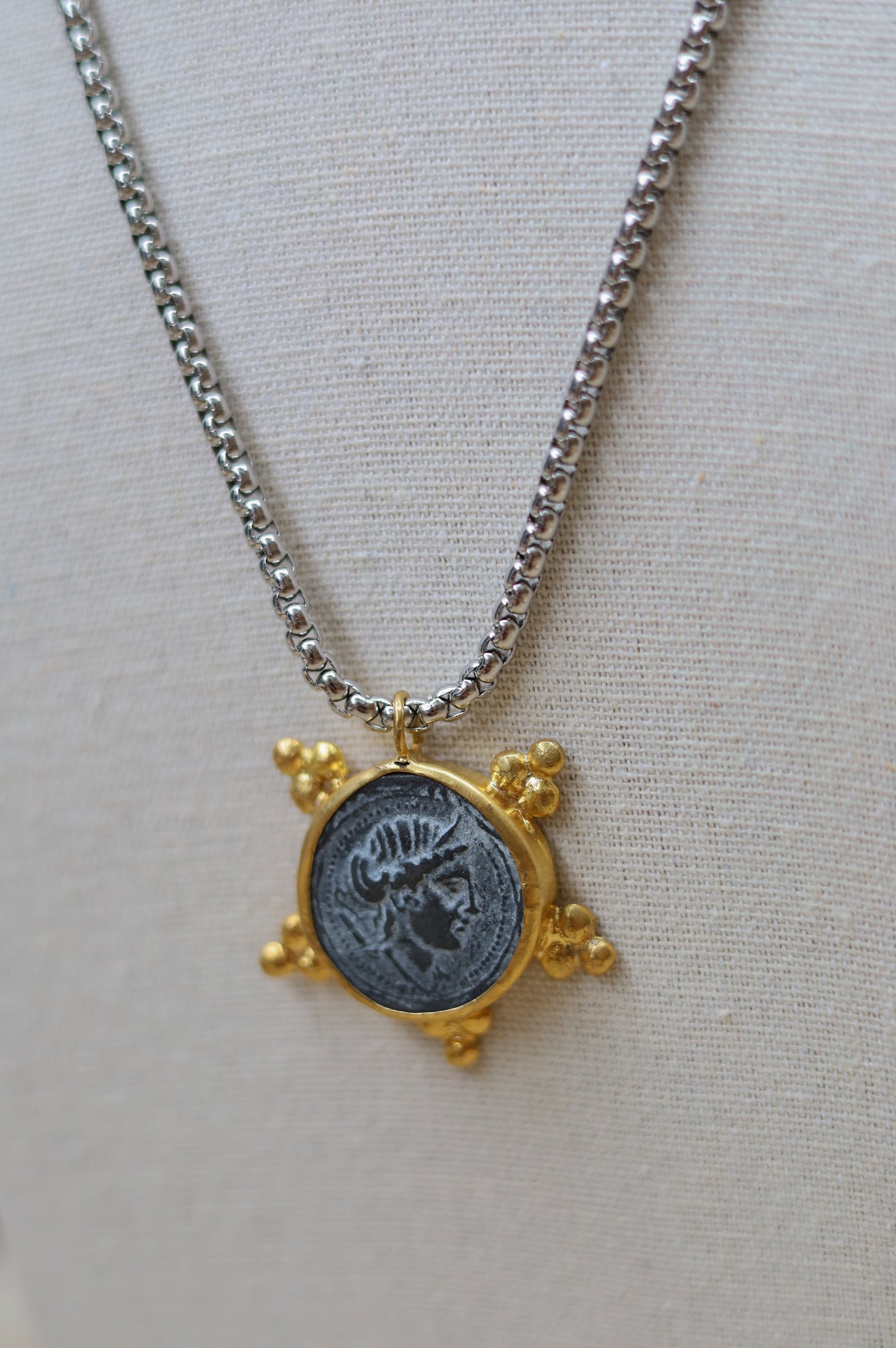 Vintage Two-Toned Sunburst Coin Necklace