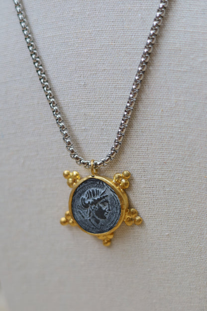 Vintage Two-Toned Sunburst Coin Necklace