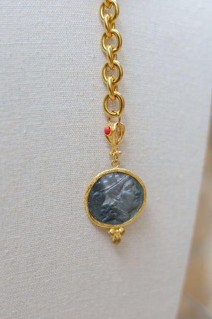 Vintage Scarlet Lariat Coin Necklace