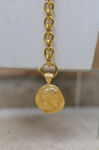 Vintage Two-Sided Coin Lariat Necklacs