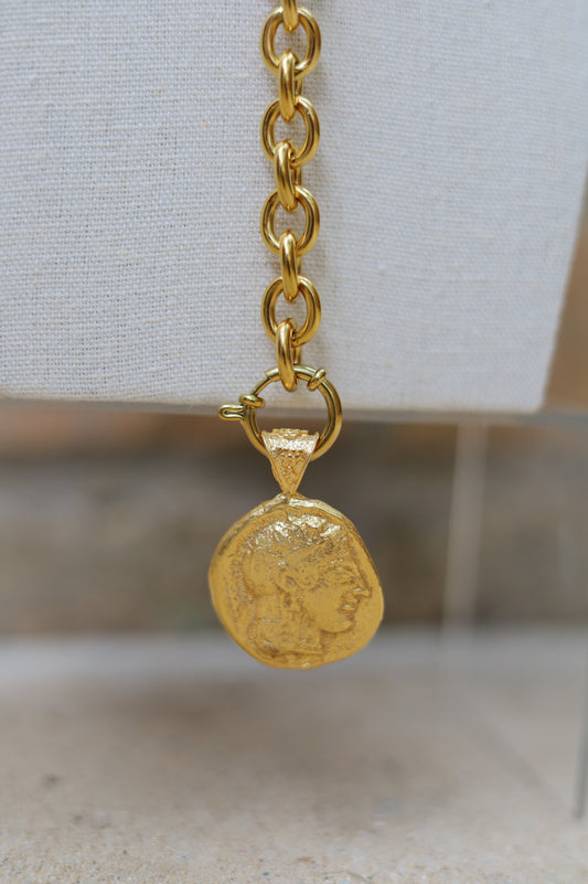 Vintage Two-Sided Coin Lariat Necklacs