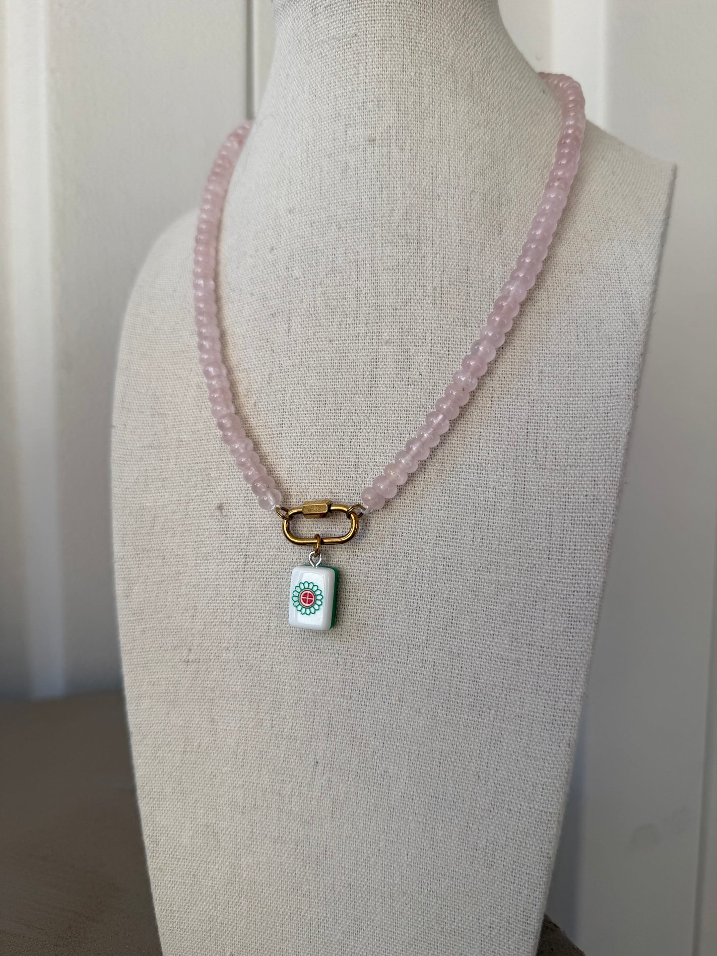Blush Beaded Mahj Carabiner
