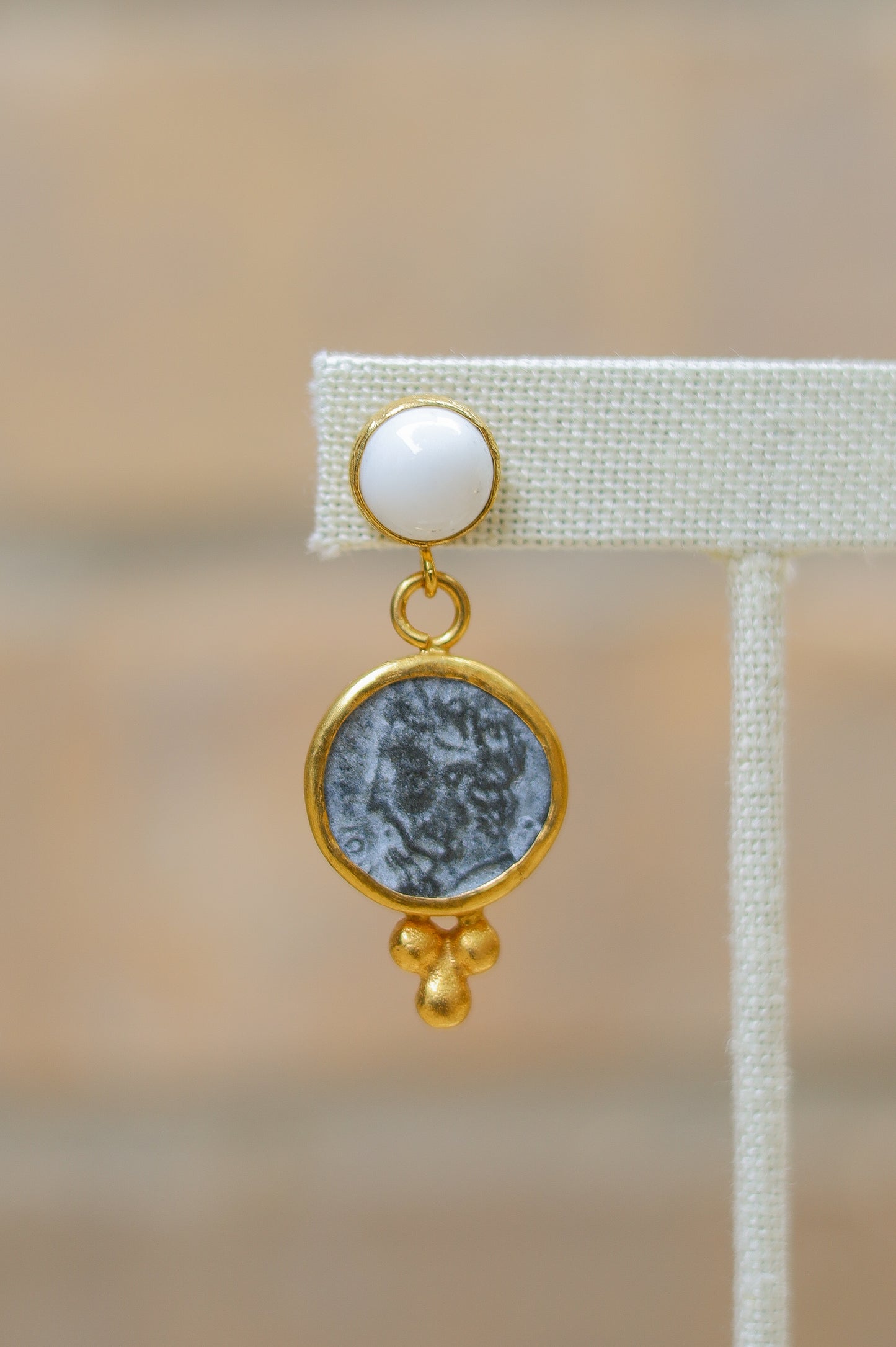 Vintage White Coin Post Earrings