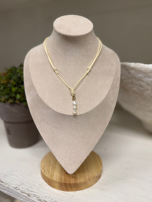 Triple Freshwater Peal Cord Necklace