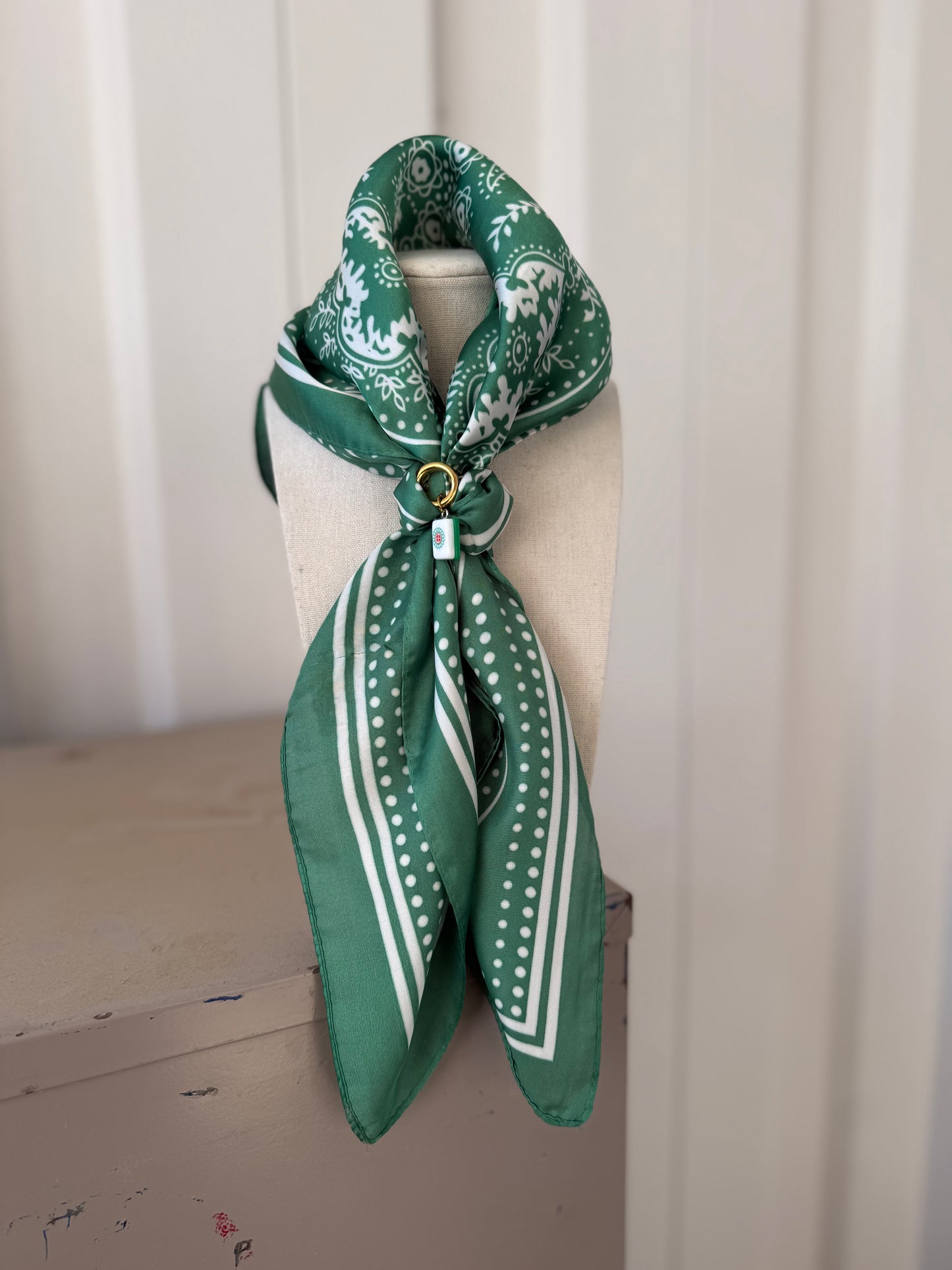 Green Scarf & Mahjong Bolo