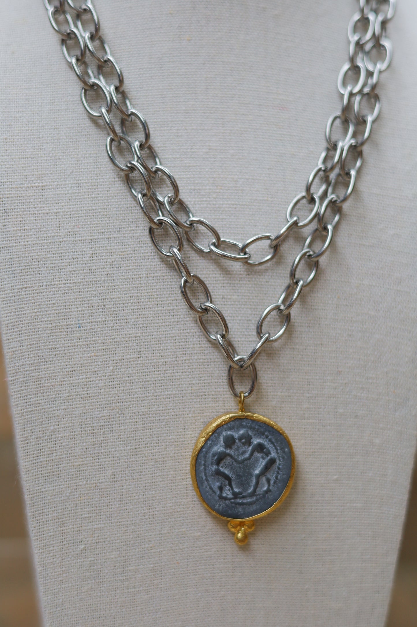 Vintage Silver Layered Coin Necklace