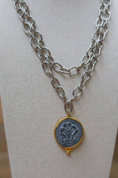 Vintage Silver Layered Coin Necklace