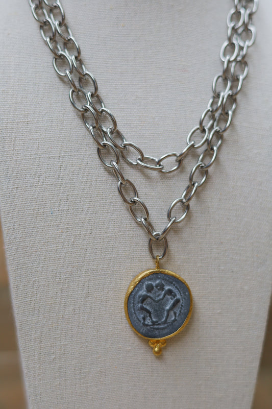 Vintage Silver Layered Coin Necklace