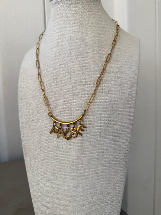 PAUSE Paperclip Necklace