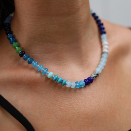 Shades of Blue Beaded Choker