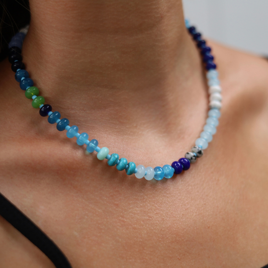 Shades of Blue Beaded Choker