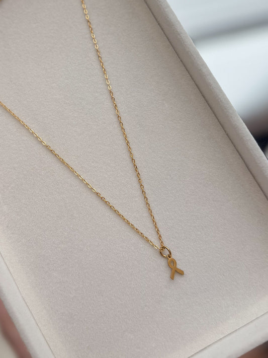 Breast Cancer Ribbon Pendant Necklace