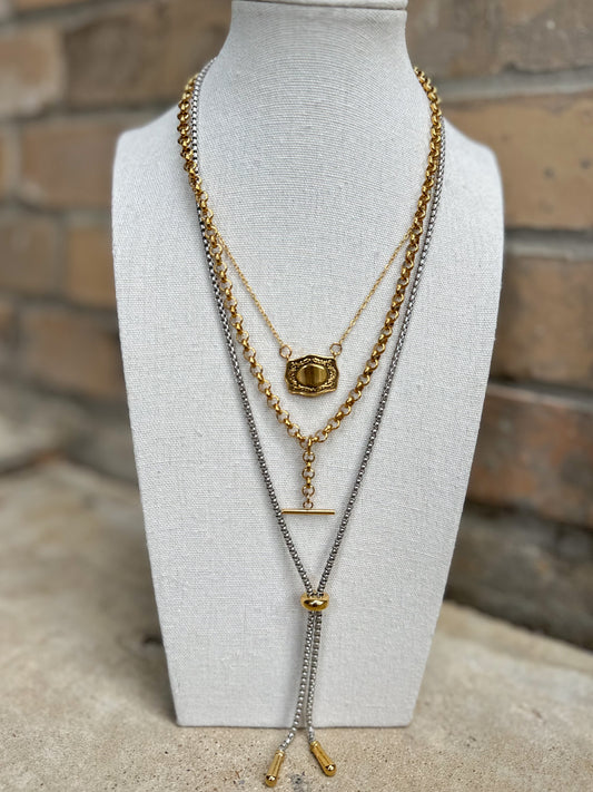 Two-Toned Box Chain Lariat