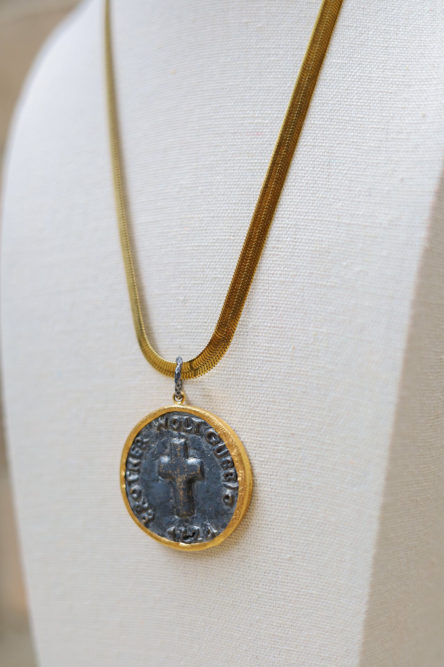 Vintage Oversized Cross Coin Necklace