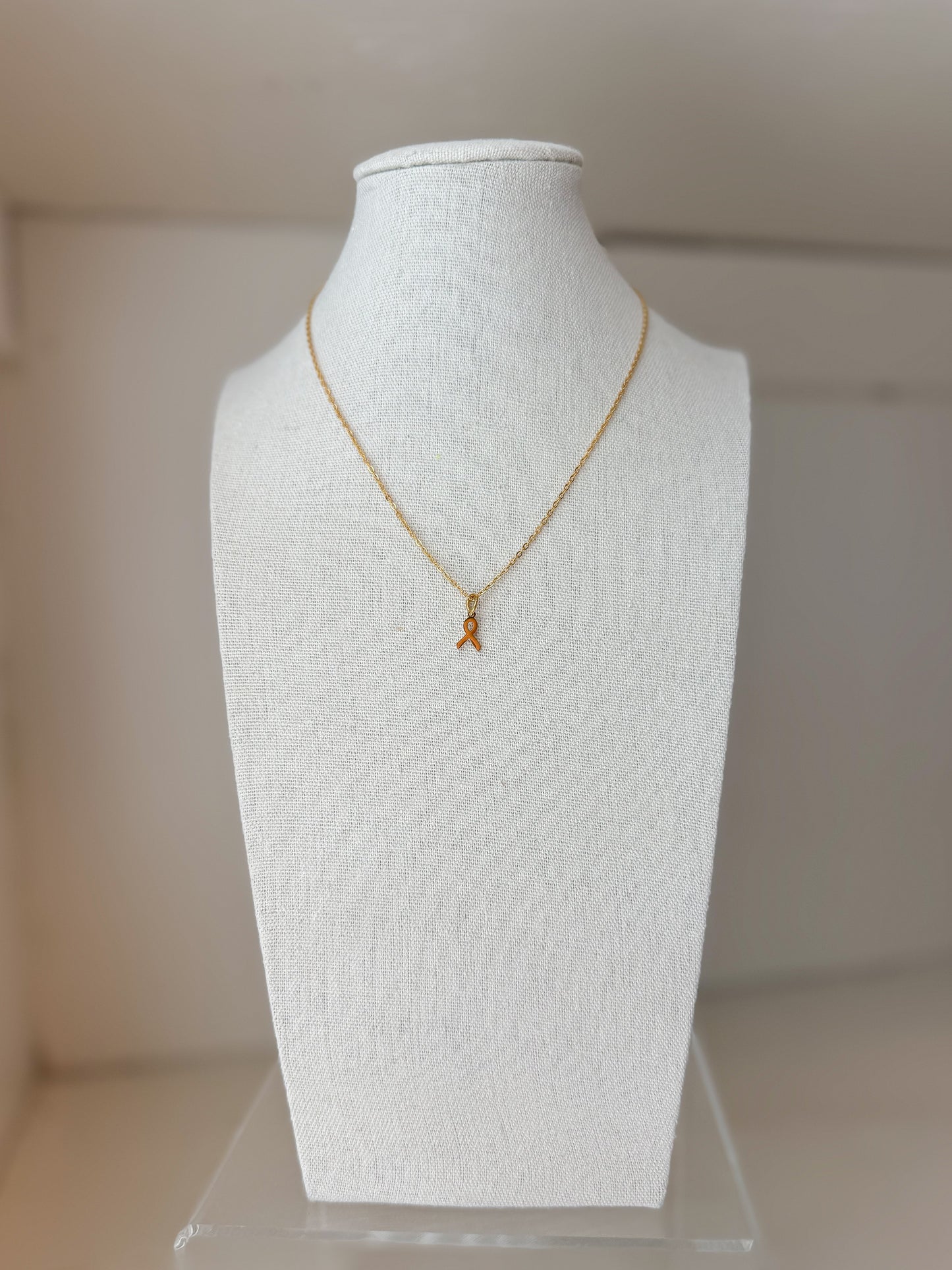 Breast Cancer Ribbon Pendant Necklace