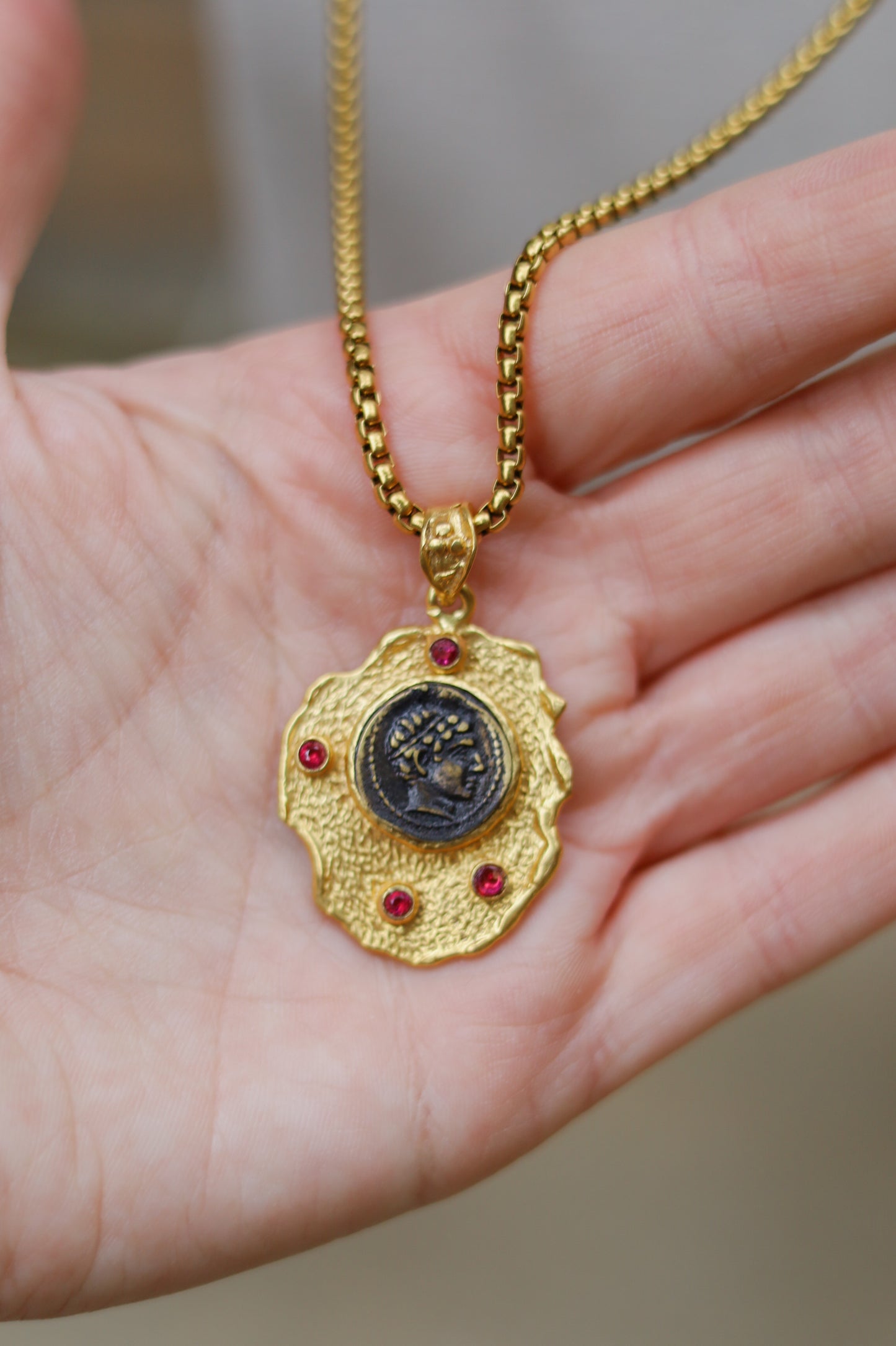 Vintage Four Stone Coin Necklace