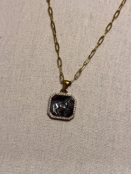 Horse of Pearl Pendant Necklace