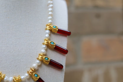 Vintage Pearl Ruby Sunburst Choker