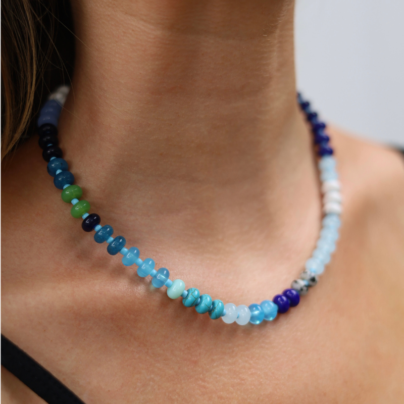 Shades of Blue Beaded Choker