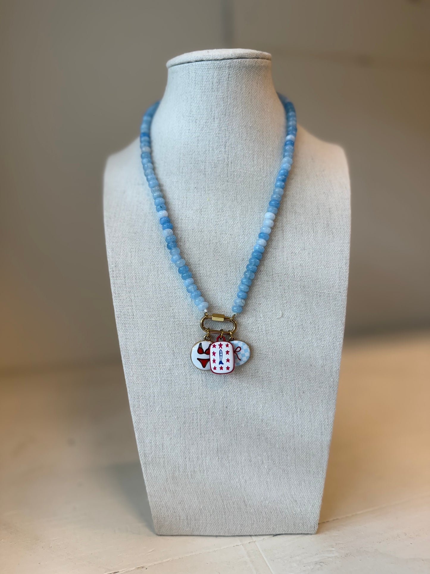 Red, White, & Blue Beaded Charm Keeper