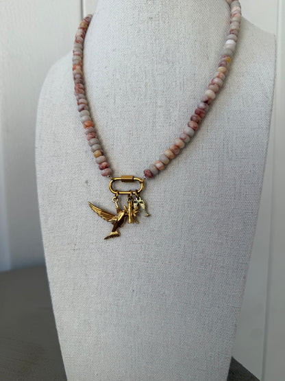 Neutral Beaded Bird Bam Cheers Carabiner