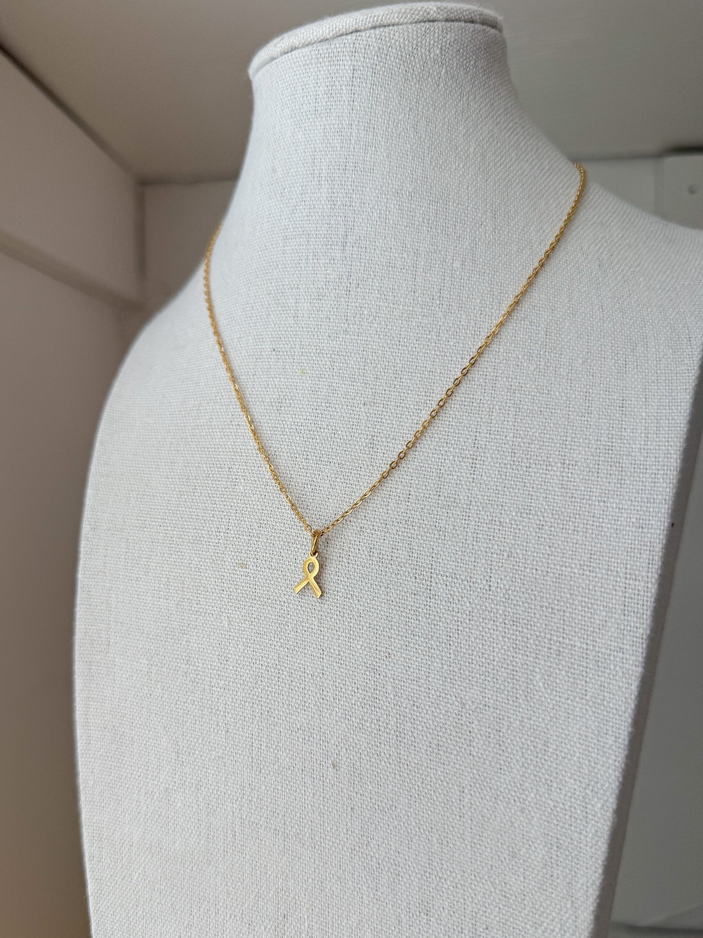 Breast Cancer Ribbon Pendant Necklace