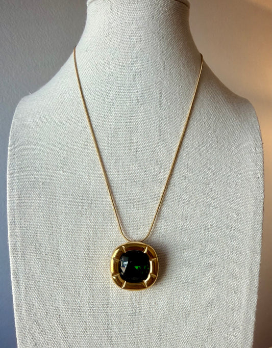 Oversized Emerald Pendant Necklace