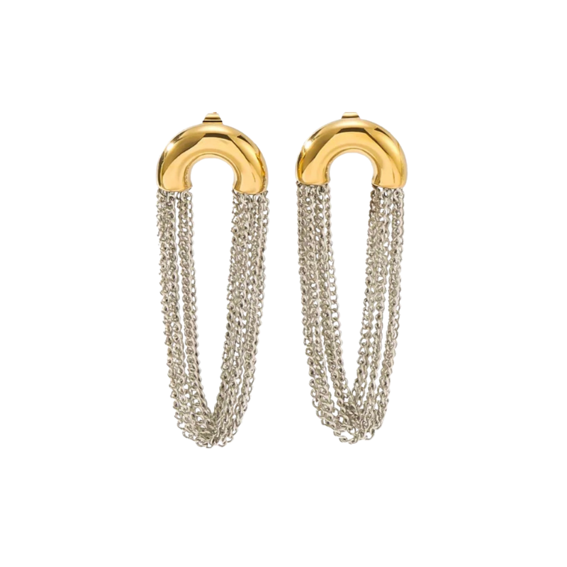 Two-Toned Arch Chain Earring