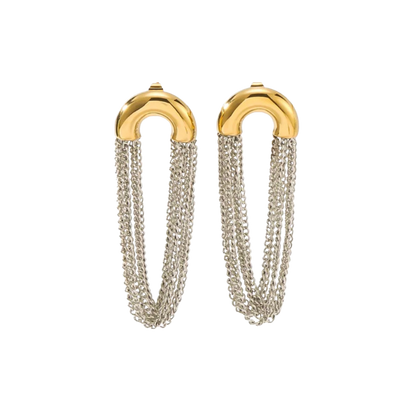 Two-Toned Arch Chain Earring