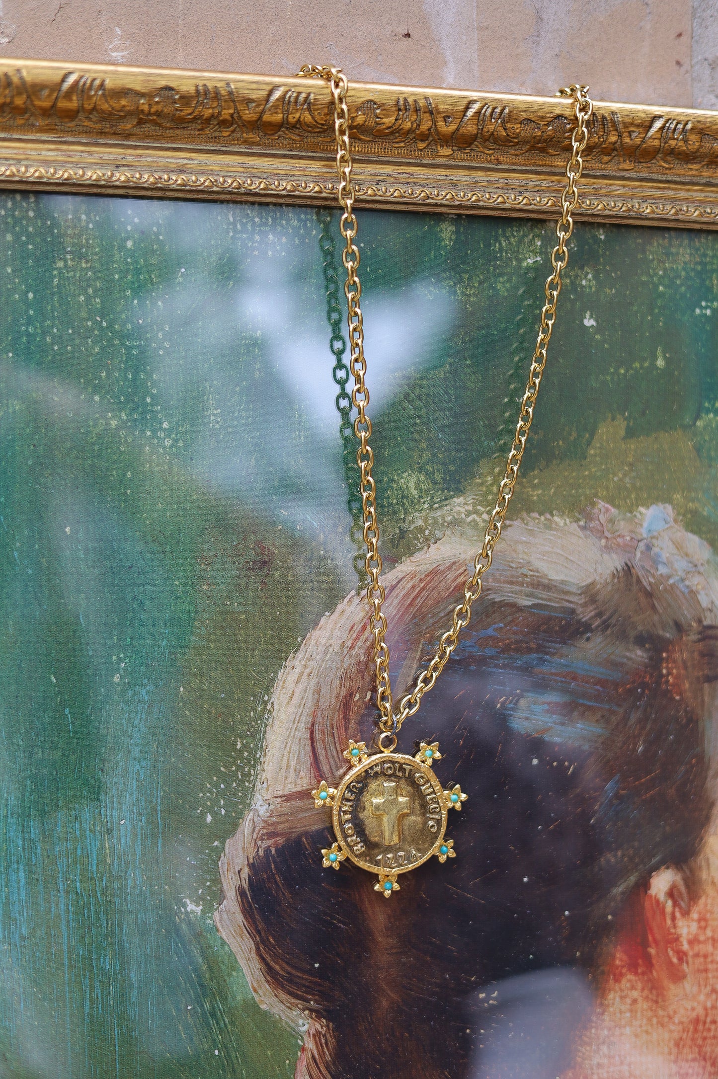 Vintage Turquoise Sunburst Necklace