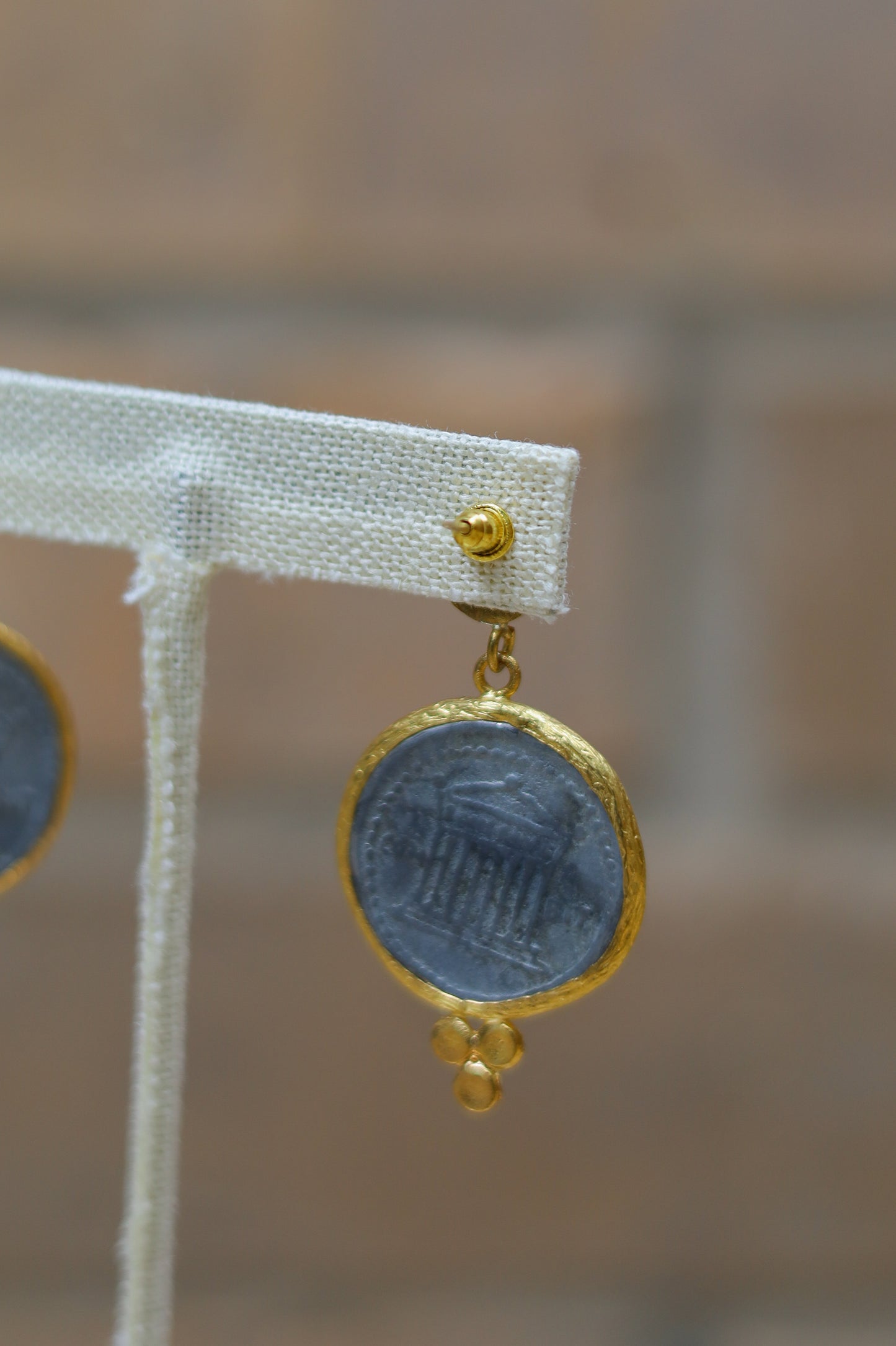 Vintage Blue Coin Post Earrings