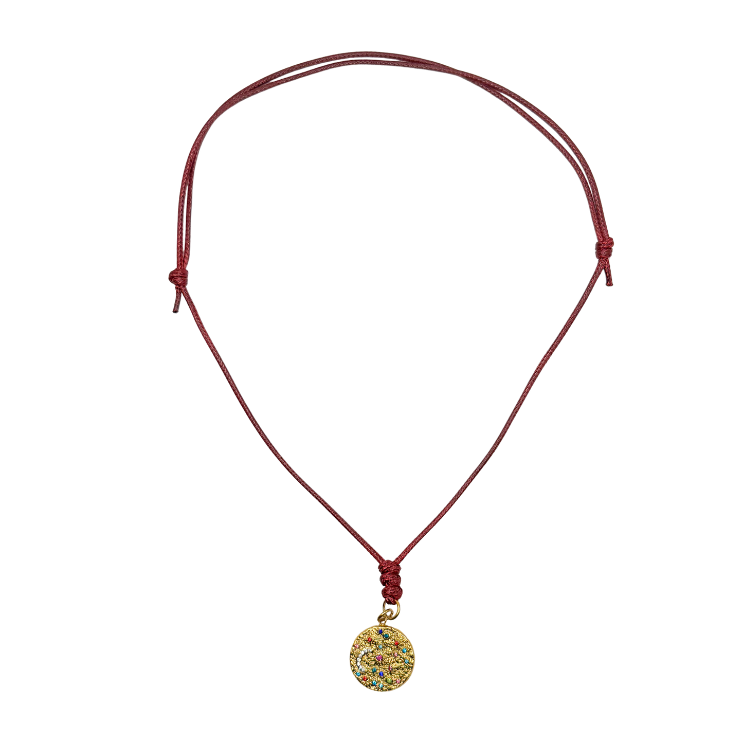 Oxblood Cord with Multicolor Pendant