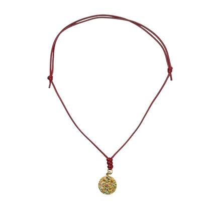 Oxblood Cord with Multicolor Pendant
