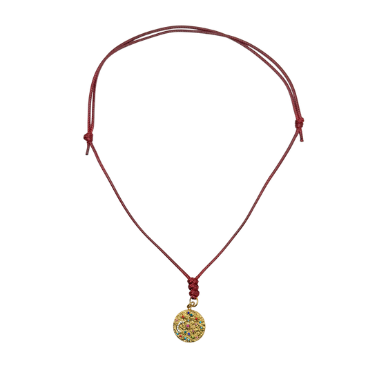 Oxblood Cord with Multicolor Pendant